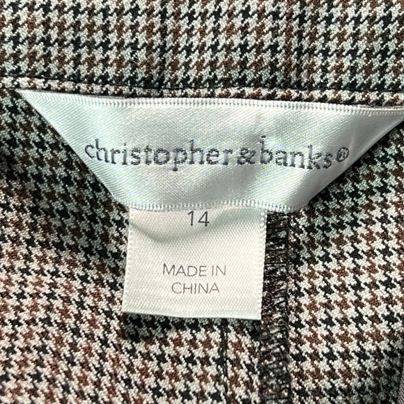 New Christopher & Banks Pants Womens 14 Houndstooth Tapered Mid Rise Sha… - Picture 3 of 9